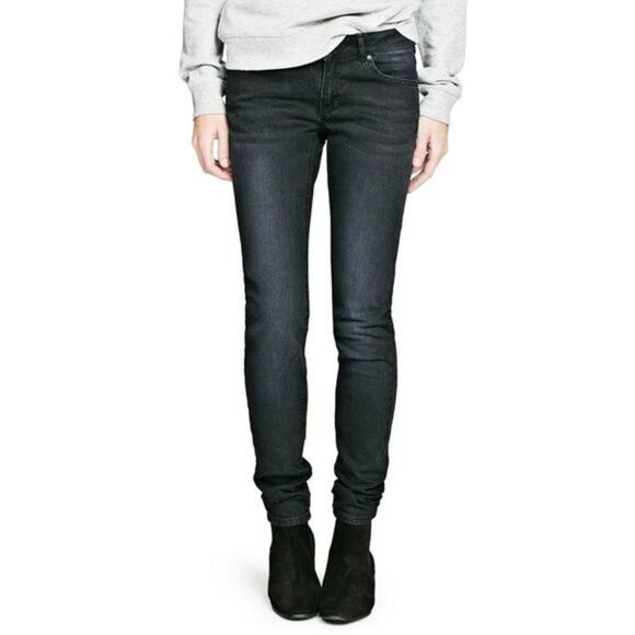 MANGO Alice Slim Fit Charcoal Skinny Jeans Size 2 Pants‎ Black Mid Rise - Picture 1 of 6